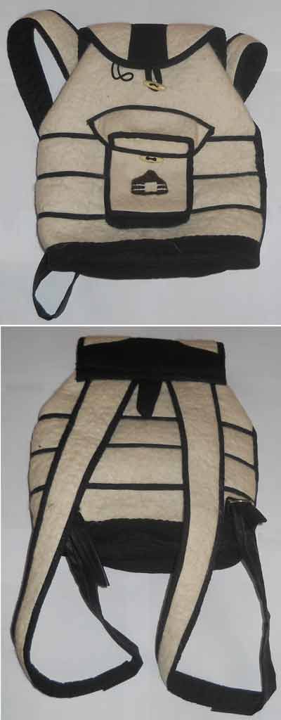 Самобытный войлочный рюкзачок в виде юрты будет служить оригинальным дополнением к наряду современной девушки.